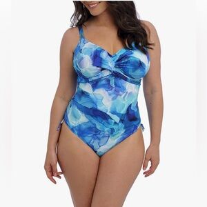 Blue Floral Women's Swimsuit-42DDD